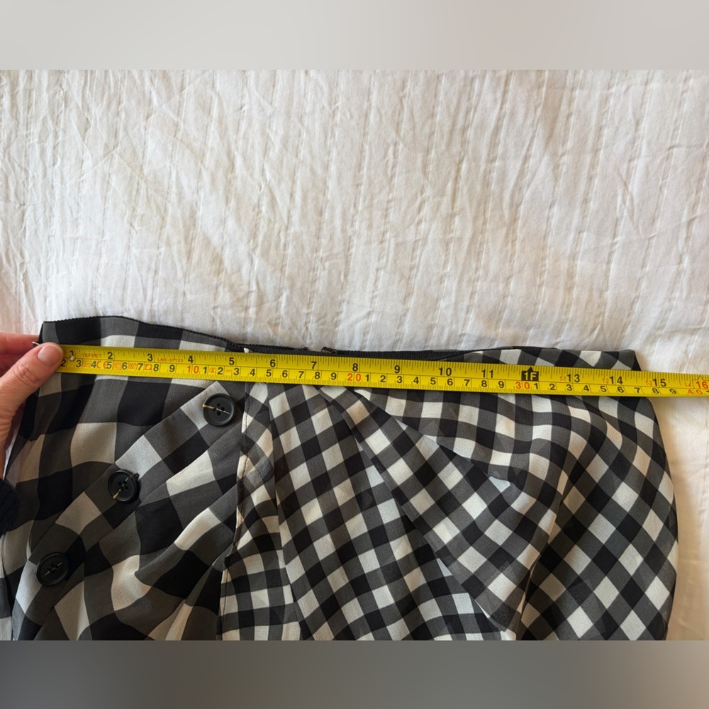 Self-Portrait Black and White Asymmetrical Gingham Wrap Skirt - Picture 6 of 8